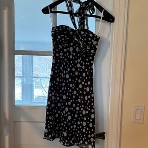 Black Polka Dot Halter Dress